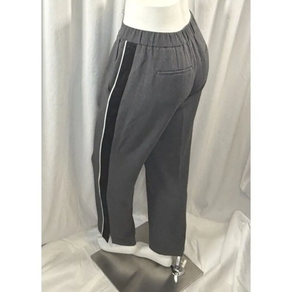 Ann Taylor Grey Tuxedo Stripe Trousers Black Side Stripe Pants M Blokecore 76-15